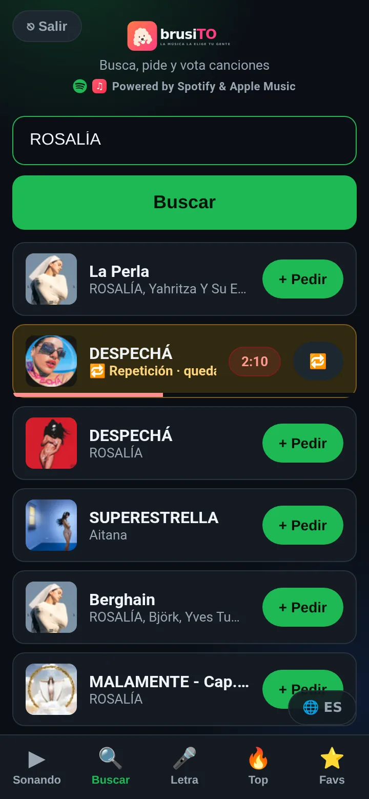 La búsqueda de canciones en el móvil de un invitado