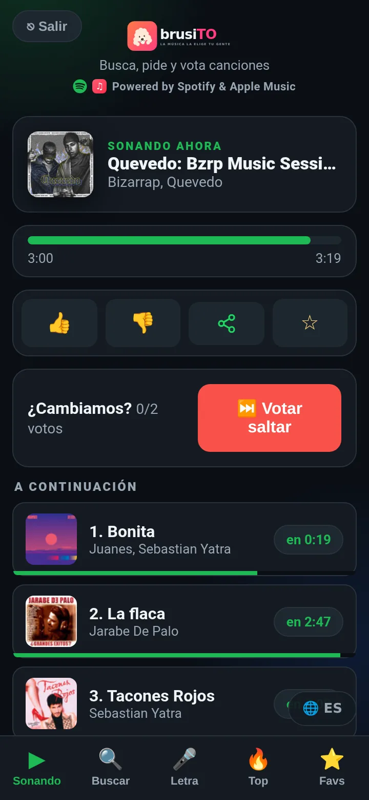 La web de peticiones de brusiTO en el móvil de un invitado