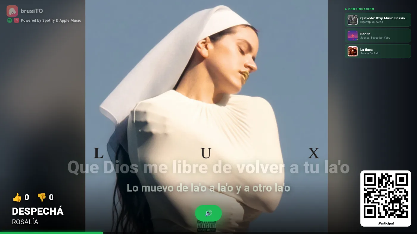 El visor de brusiTO en la tele: qué suena, la cola y el QR para participar