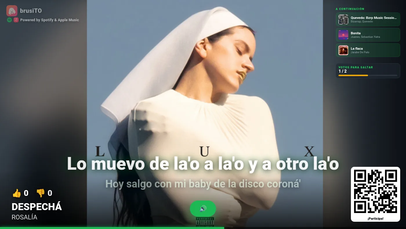 Los votos para saltar la canción, en el visor
